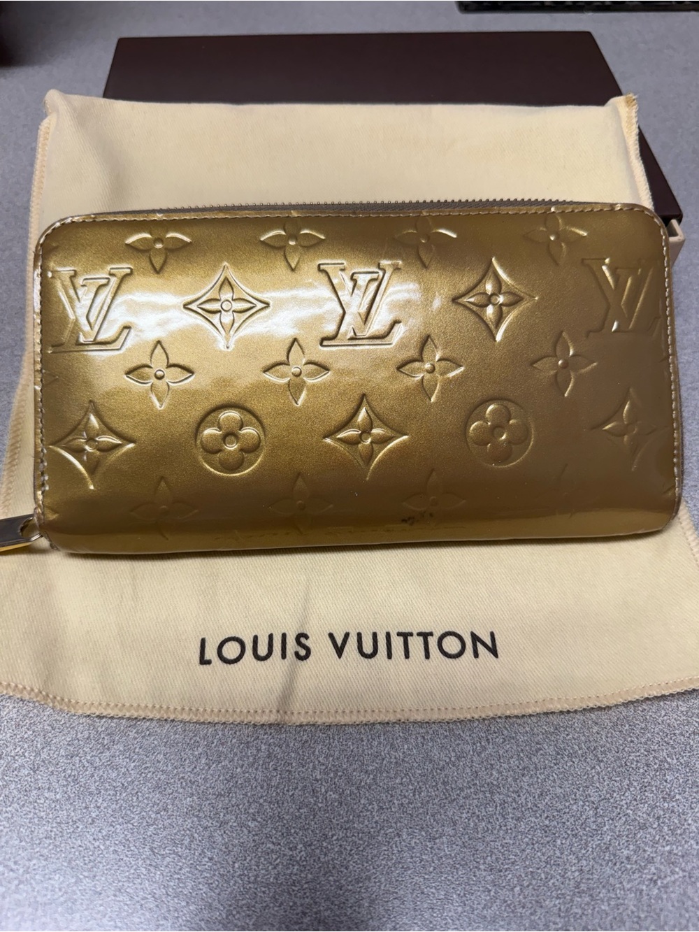 Louis Vuitton Metallic Gold Monogram Zip-Around Wallet